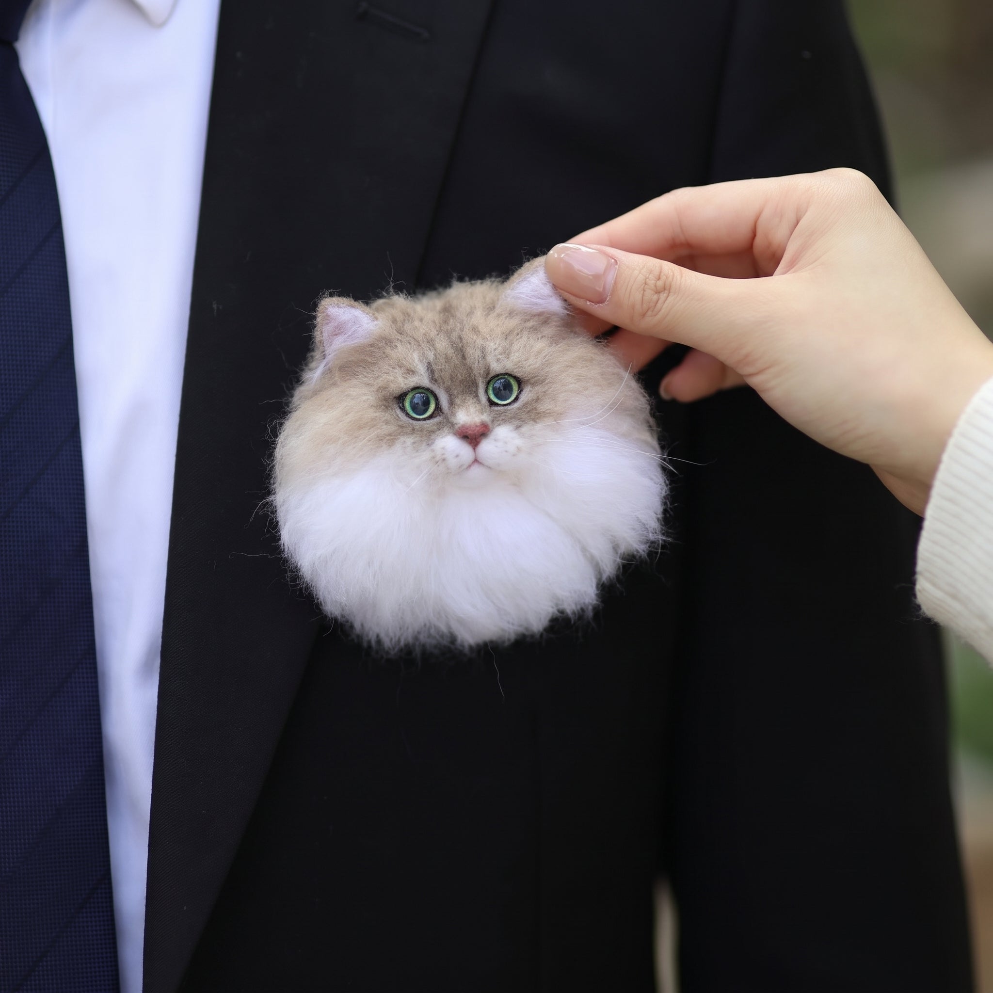 愛犬・愛猫と一緒に結婚式♪ 羊毛フェルト ウェディング ブートニア ブローチ