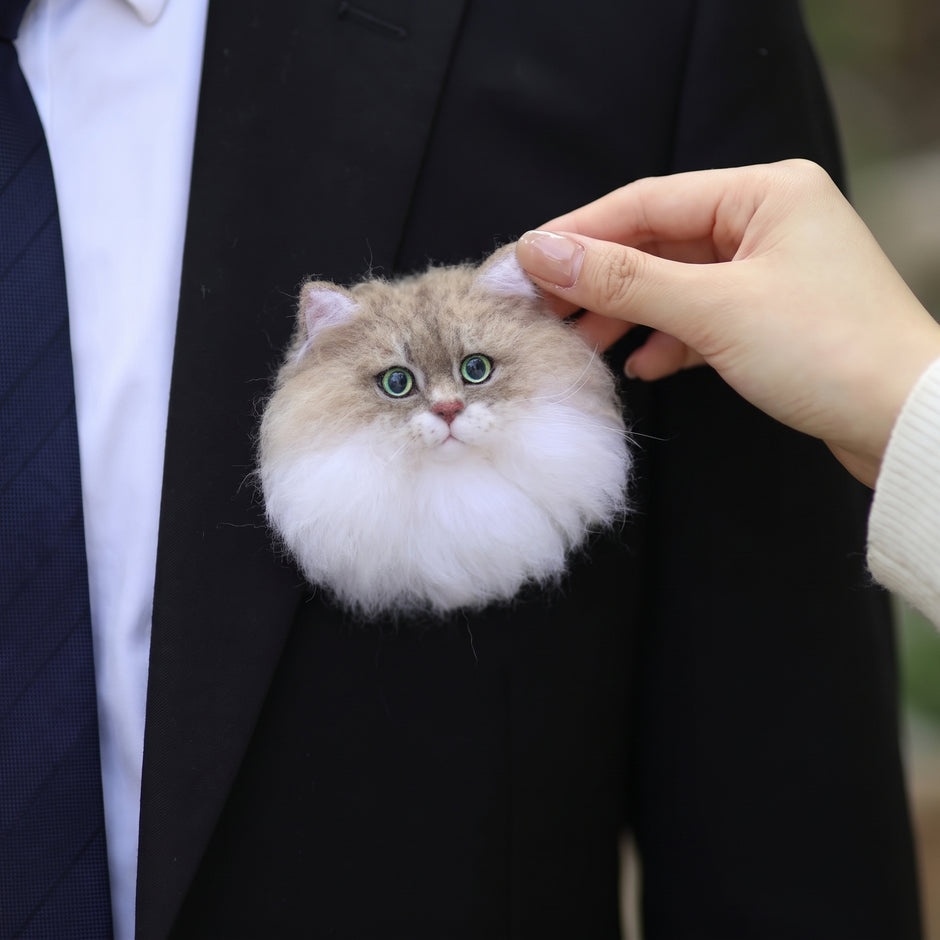 愛犬・愛猫と一緒に結婚式♪ 羊毛フェルト ウェディング ブートニア ブローチ