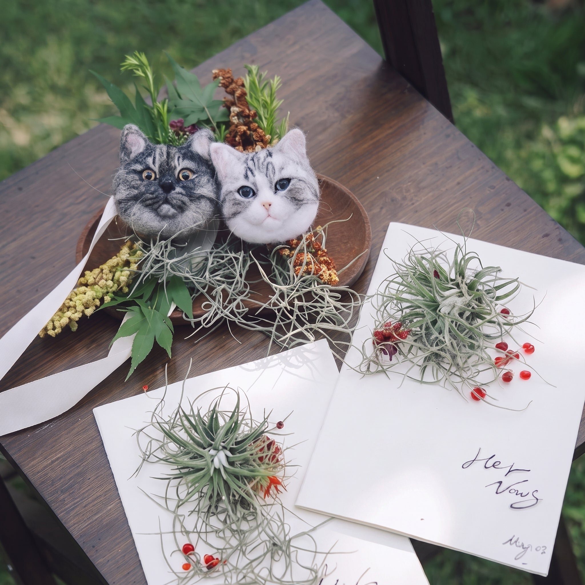 愛犬・愛猫と一緒に結婚式♪ 羊毛フェルト ウェディング ブートニア ブローチ